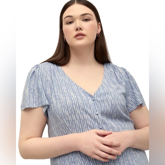 NEW, Penningtons, Printed Dress With Ruffled Sleeves, 20W, Blue, White - Picture 4 of 8